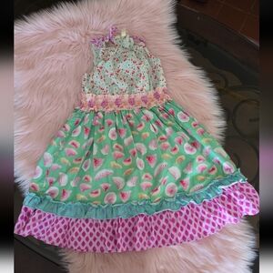 Girls Matilda Jane slice Of Life Dress Watermelon Laces Back